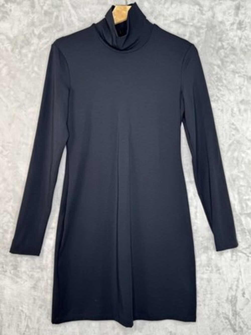 Commando Dress Womens Medium Black Turtleneck Long Sleeve Bodycon Mini Stretch